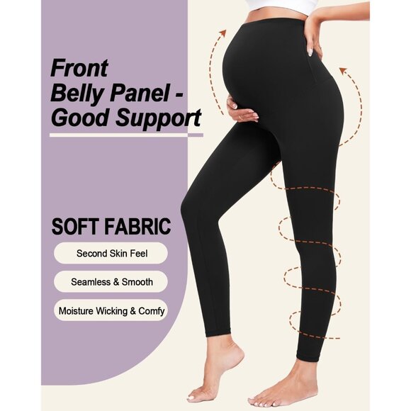 ⚡3 Pack Maternity Leggings Over Belly High Waist Yoga Pants Workout Comfy Tights - Picture 3 of 6